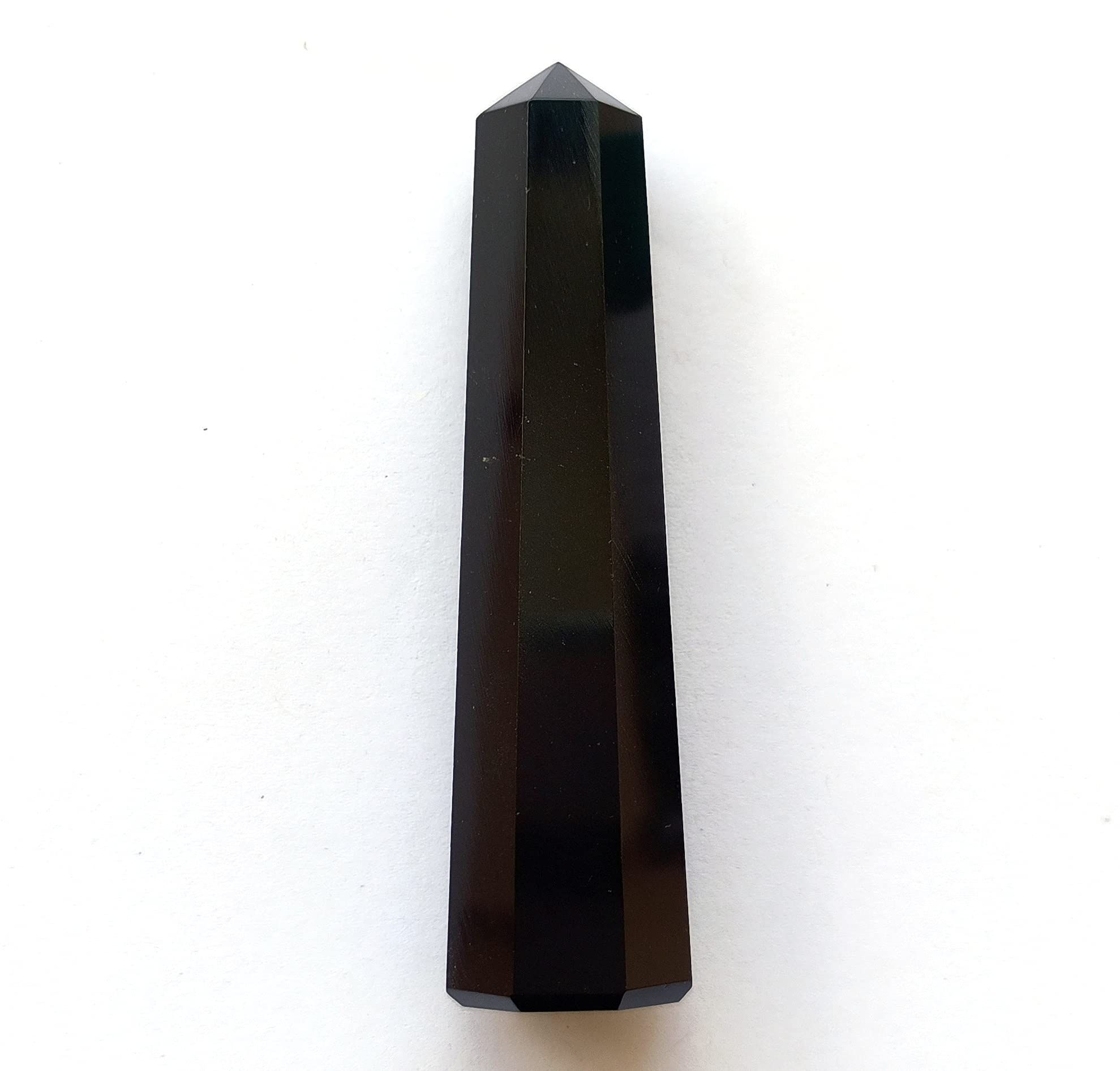 Wholesale Gem Shop black agate obelisk 70mm altar-display inspires calm and decorative energy
