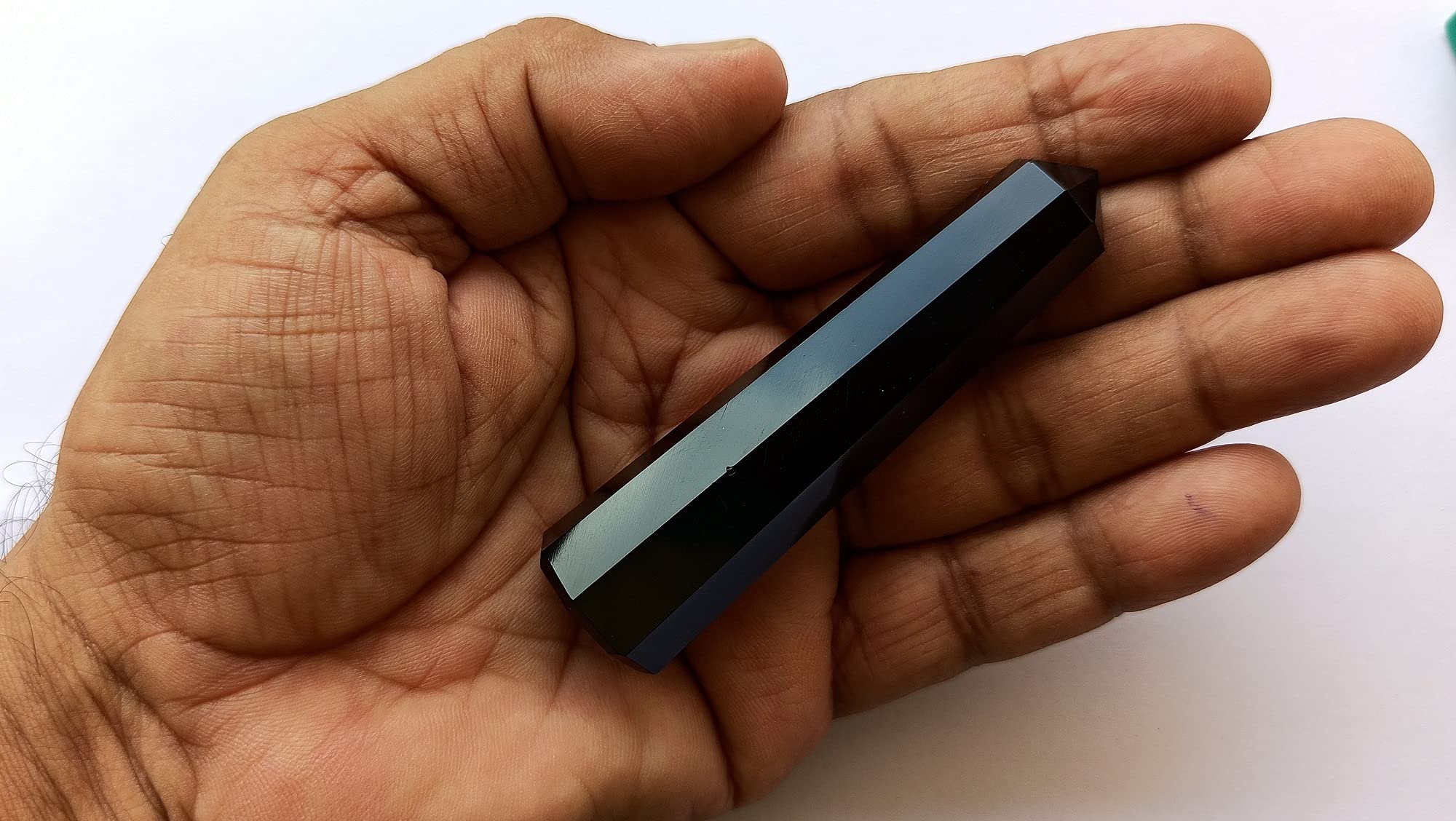 Wholesale Gem Shop black agate obelisk 70mm hand-carved-detail reveals artisan craftsmanship