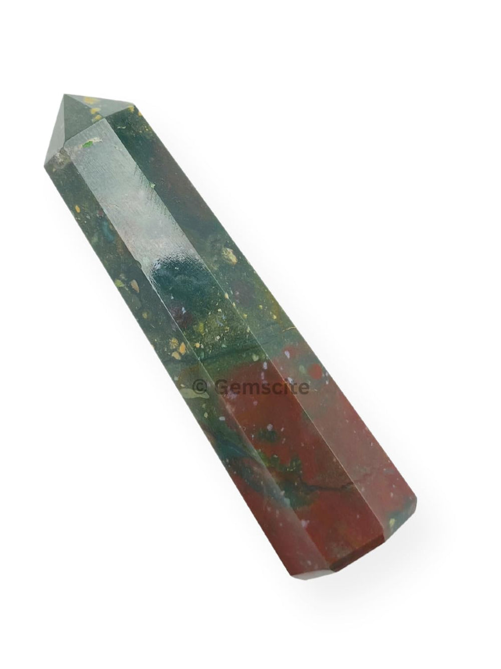 Wholesale Gem Shop bloodstone obelisk facet detail for energy focus and decorative appeal.