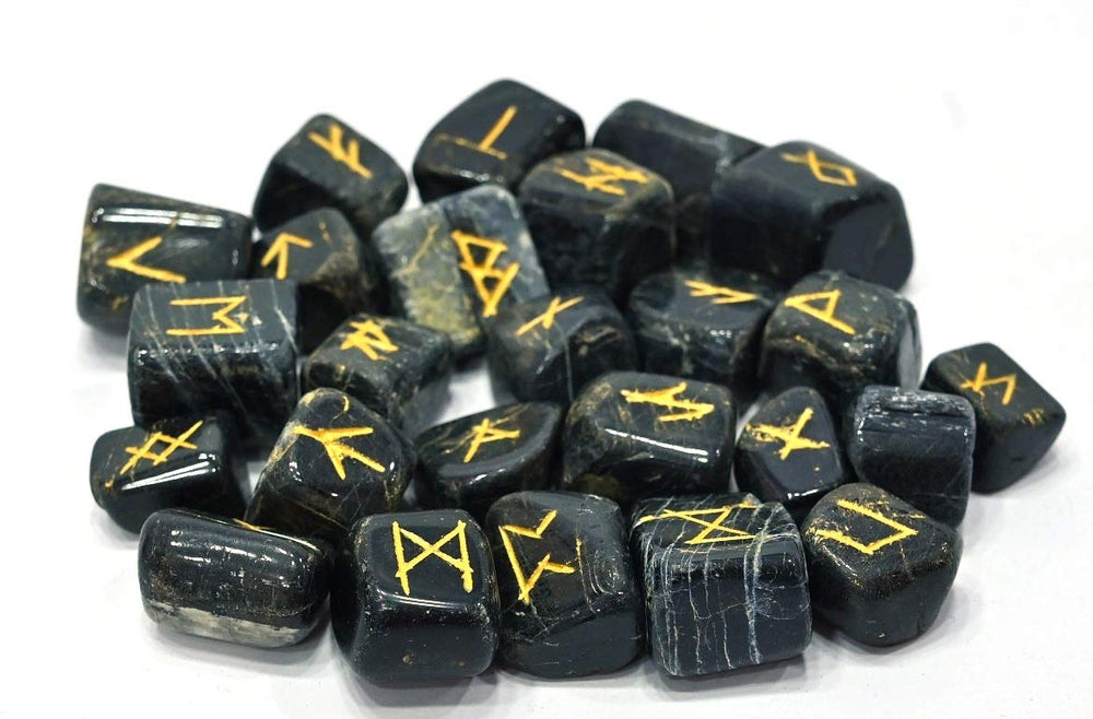 Engraved gold-letter runes on natural stones from WholesaleGemShop