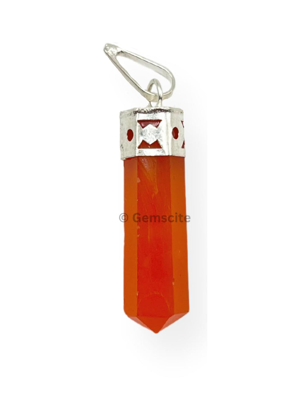 Gemscite pendant close-up showing natural color variation and rugged crystal texture