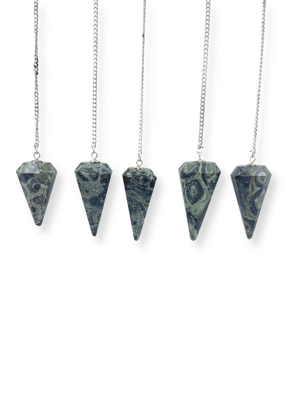 Wholesale Gem Shop Kambaba Jasper Pendulum packaging showcases premium presentation.