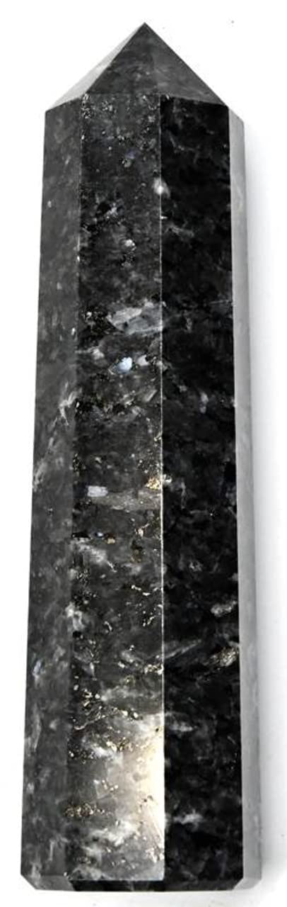 WholesaleGemShop larvikite obelisk tower closeup reveals natural colors for display