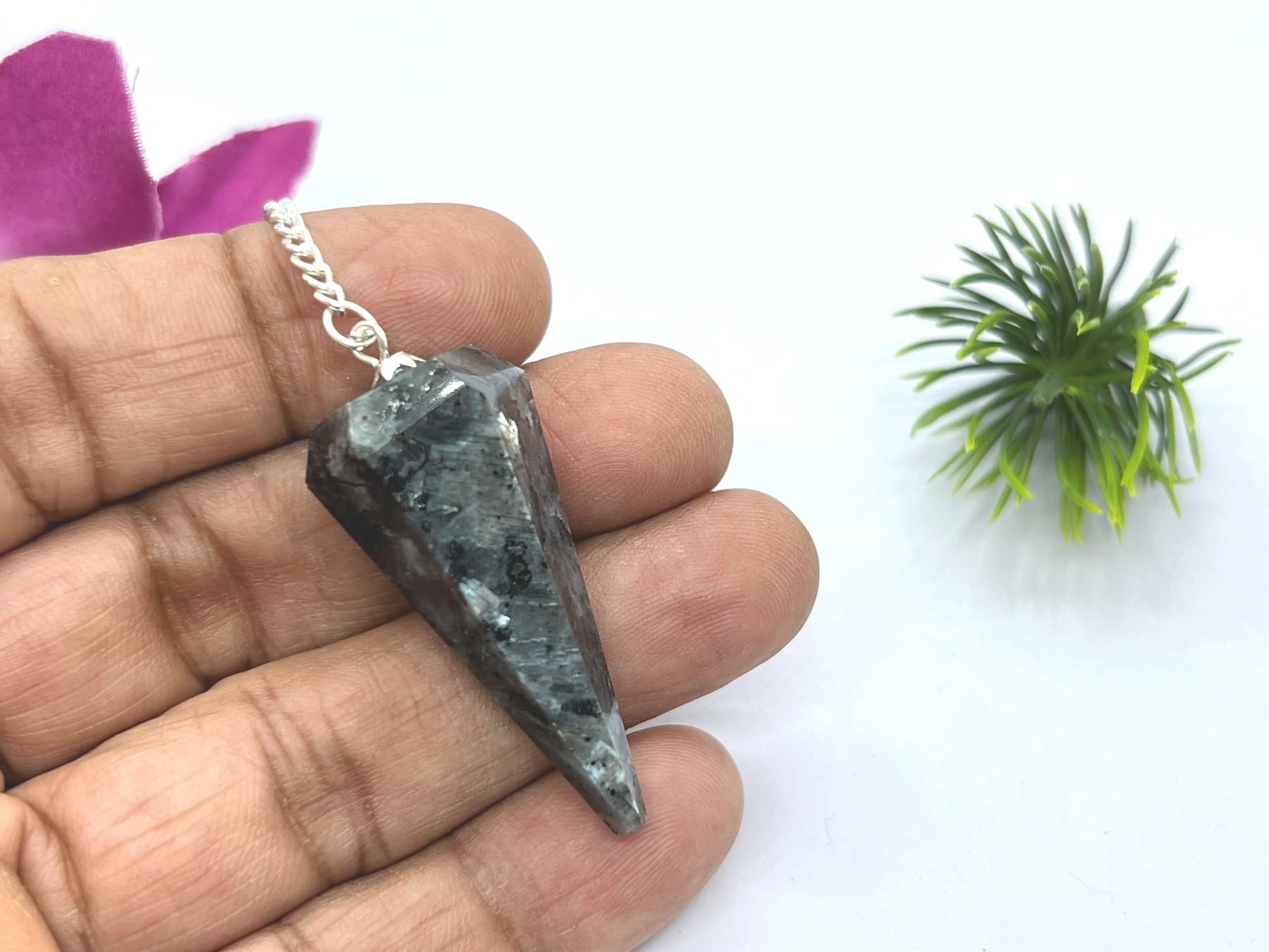 Wholesale Gem Shop larvikite pendulum with clear cord for reliable handling