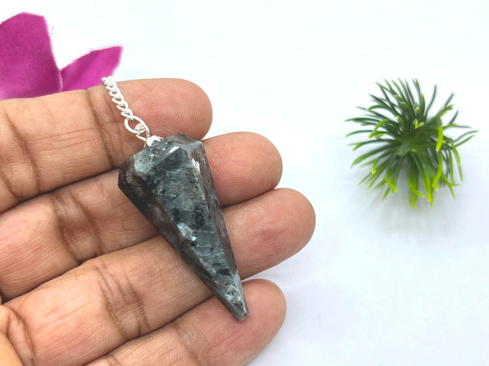 Wholesale Gem Shop larvikite pendulum with clear cord for reliable handling