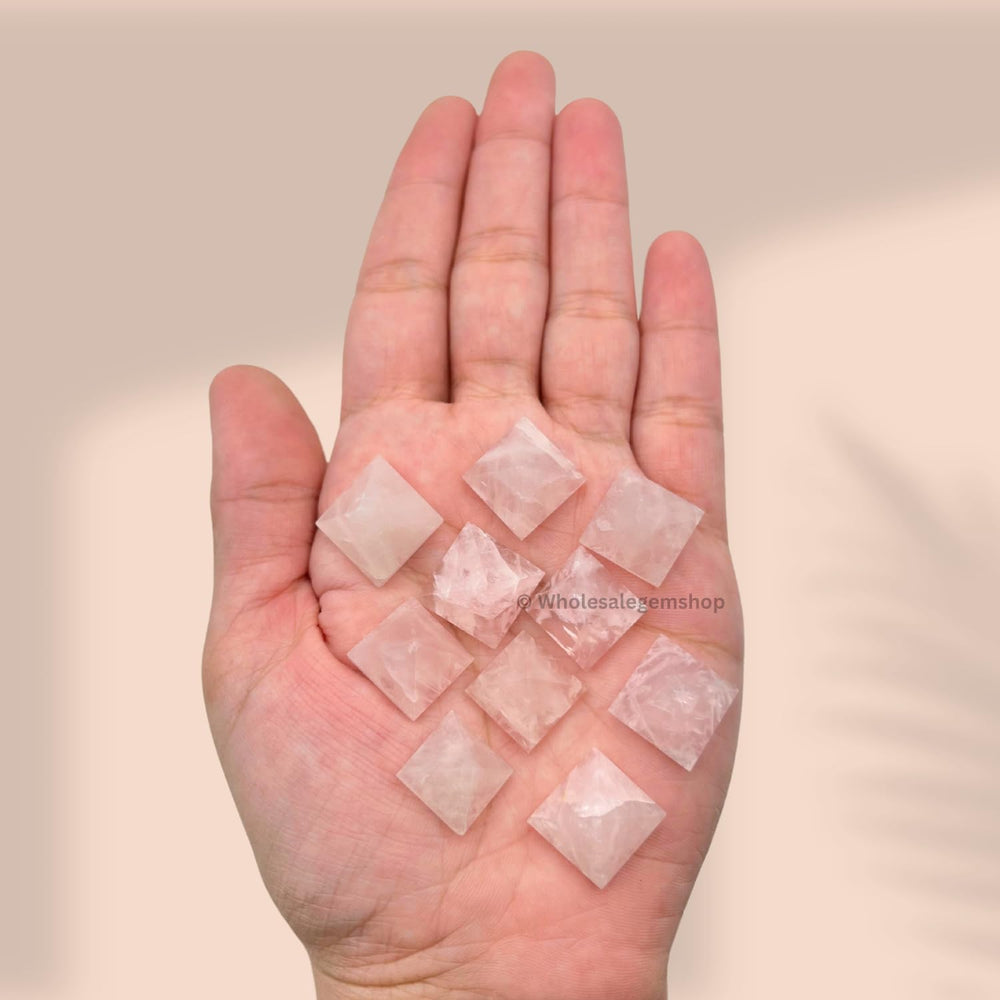 Wholesale Gem Shop pink rose quartz pyramid supports focus during rituals and gentle energy flow.