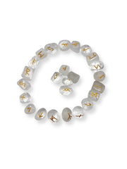 WholesaleGemShop rune stones closeup with gold engraving for clarity