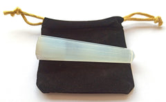 Wholesale Gem Shop selenite obelisk 70mm mid-section shows layered clarity for mindful focus.