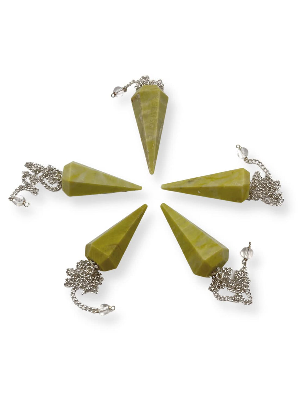 Wholesale Gem Shop serpentine pendulum in a calm meditation scene for clarity