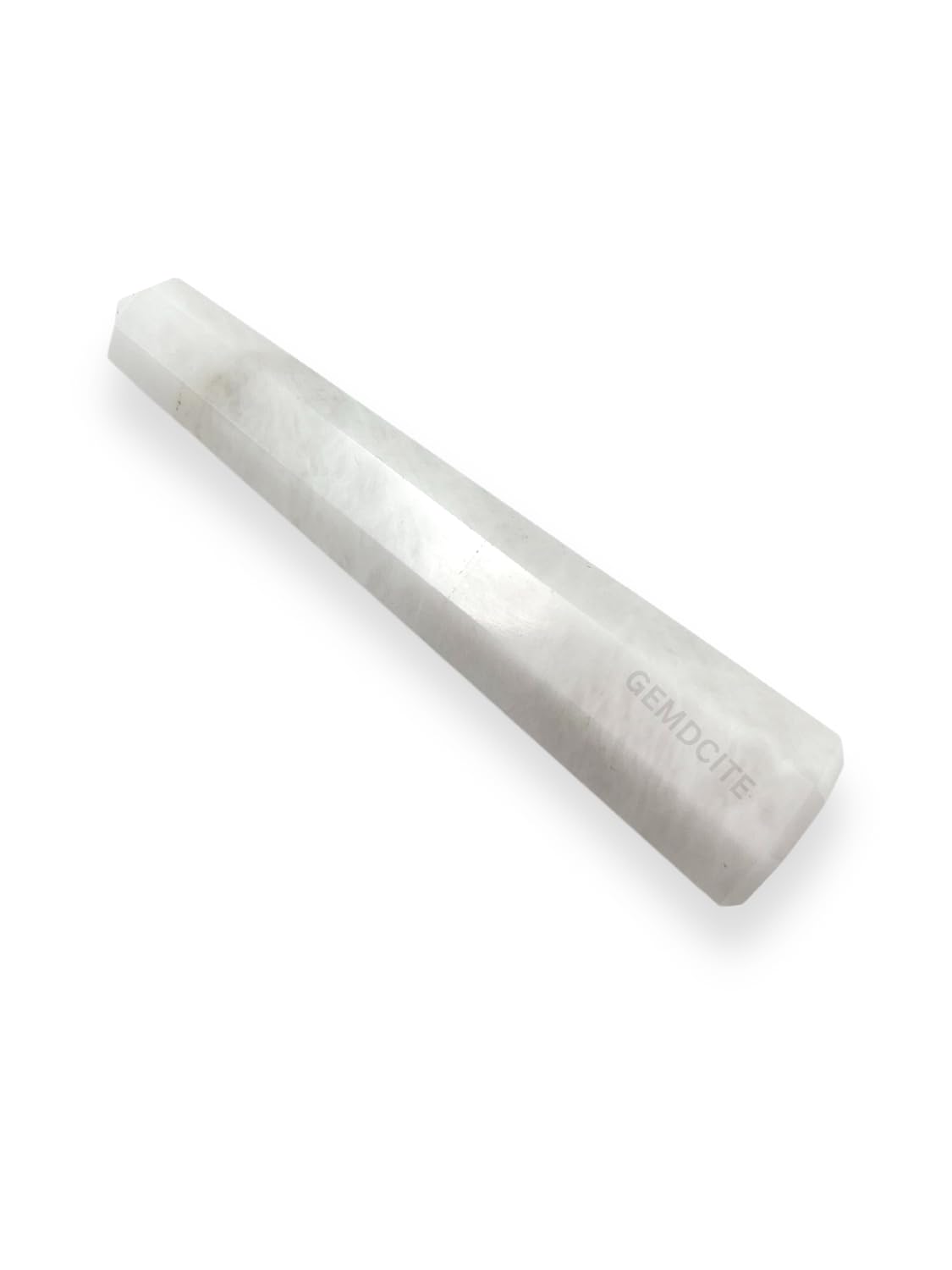 WholesaleGemShop Snow Quartz Obelisk 70mm close-up facet shows texture and color variation