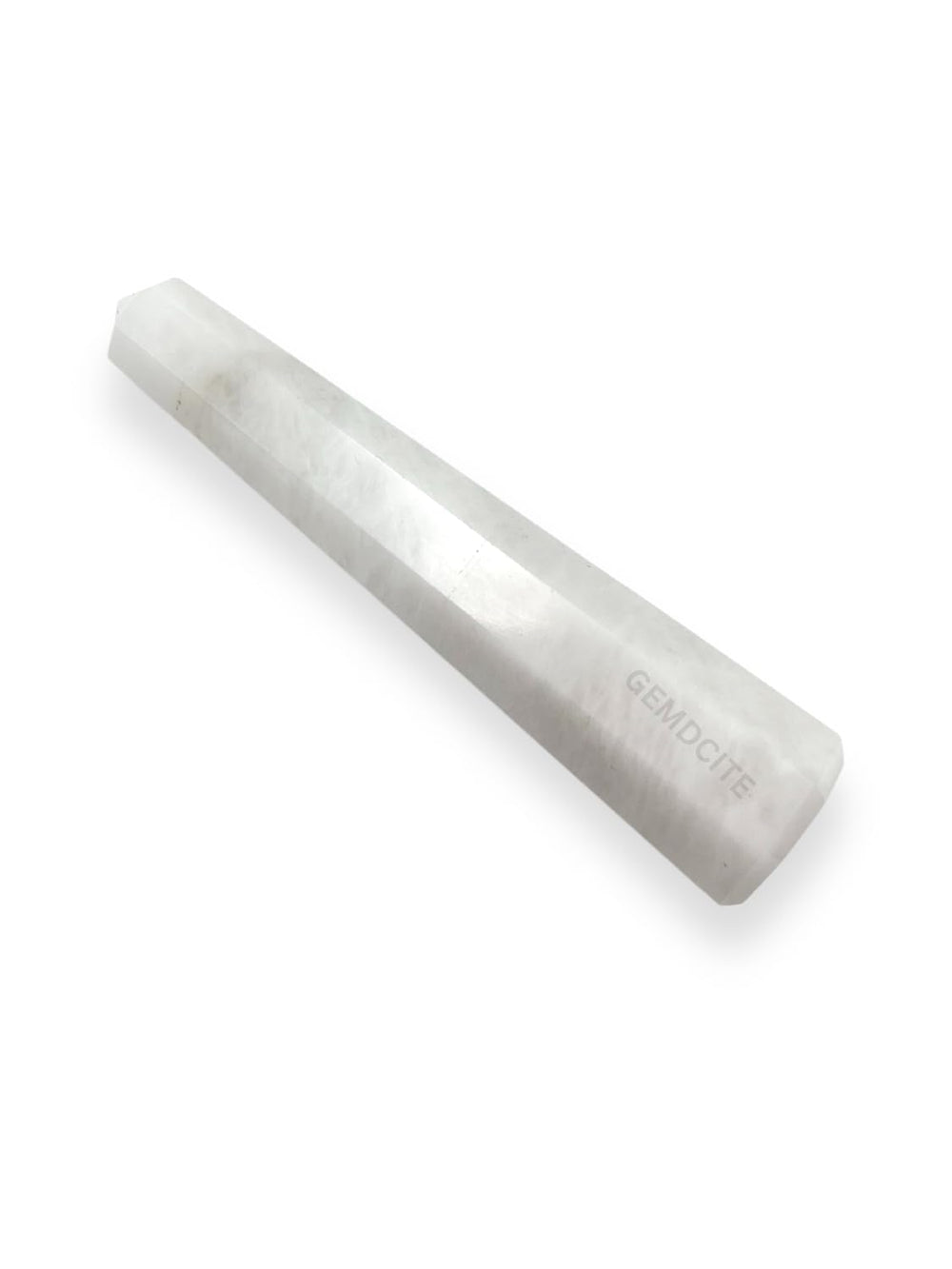 WholesaleGemShop Snow Quartz Obelisk 70mm close-up facet shows texture and color variation