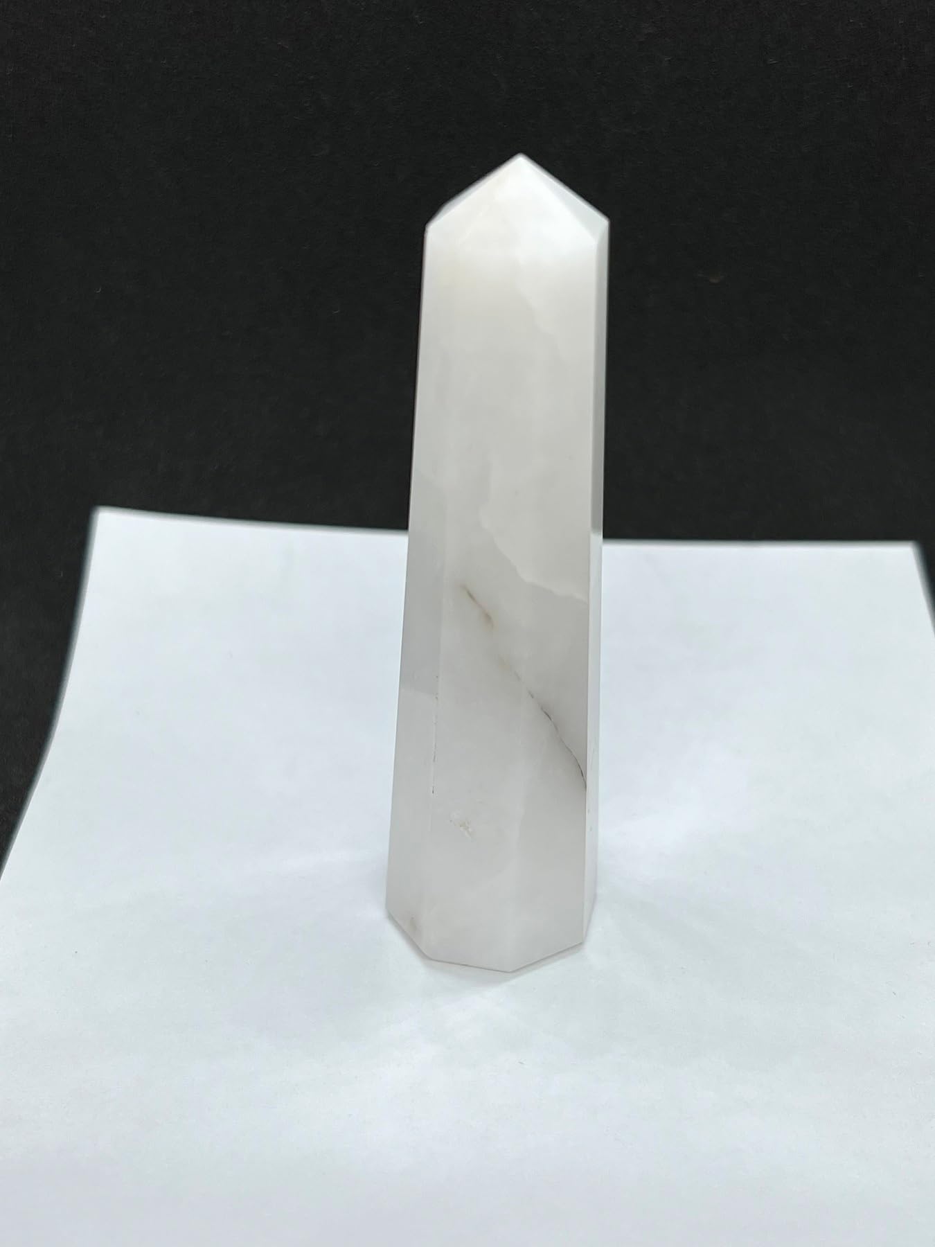 WholesaleGemShop Snow Quartz Obelisk 70mm packaging view showing safe transport