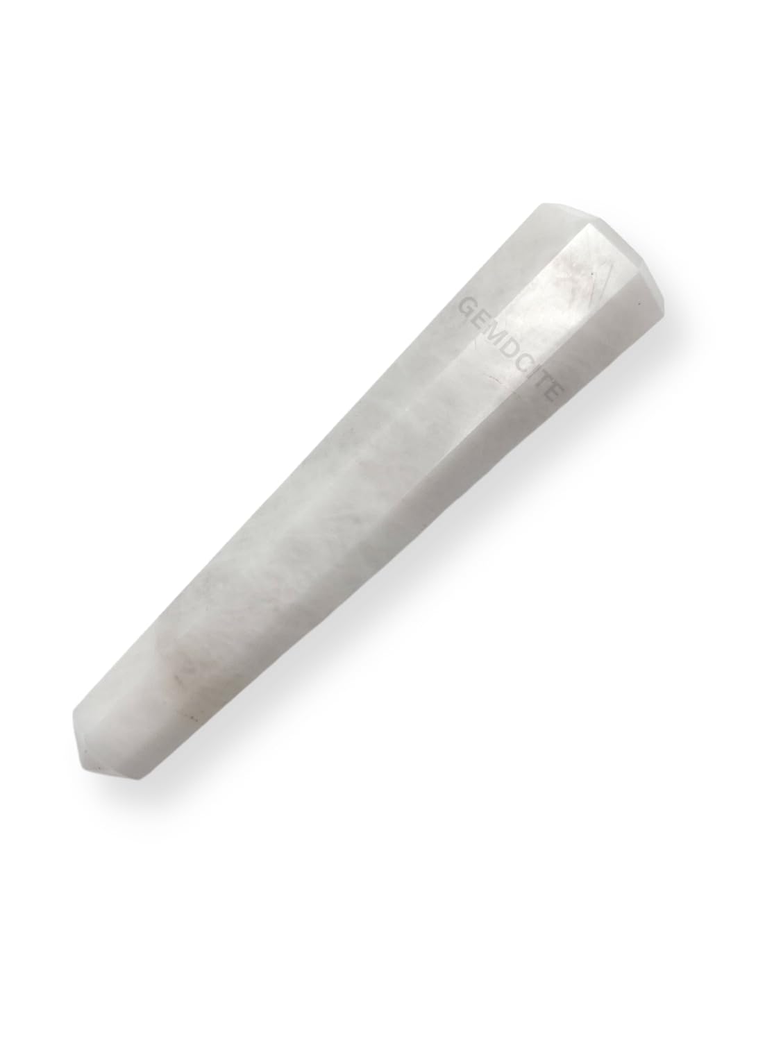 WholesaleGemShop Snow Quartz Obelisk 70mm polished surface reflecting gentle light