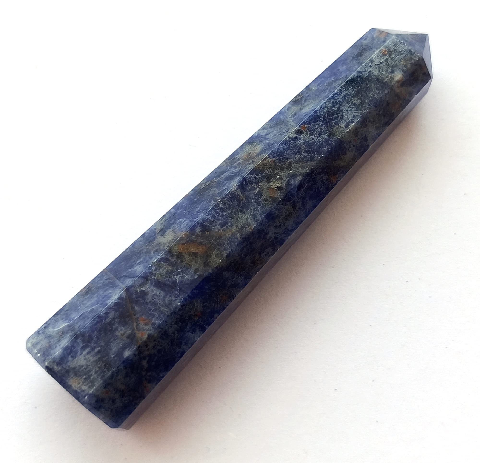 Wholesale Gem Shop sodalite obelisk 3-inch front view highlights polished facets for meditation.