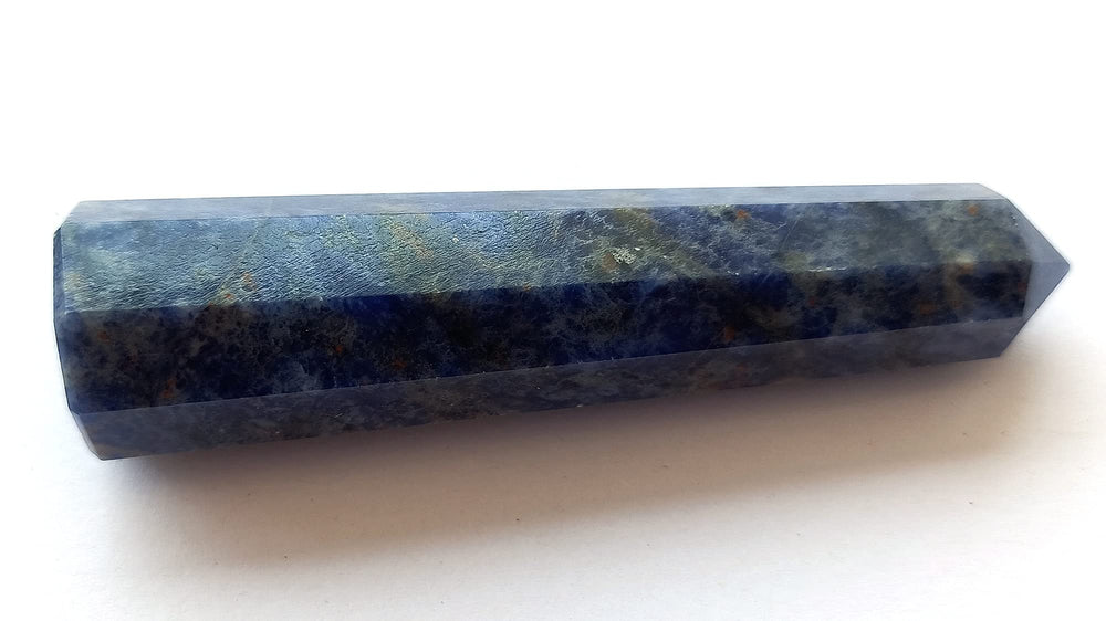 Wholesale Gem Shop sodalite obelisk 3-inch wood base for elegant desk display.