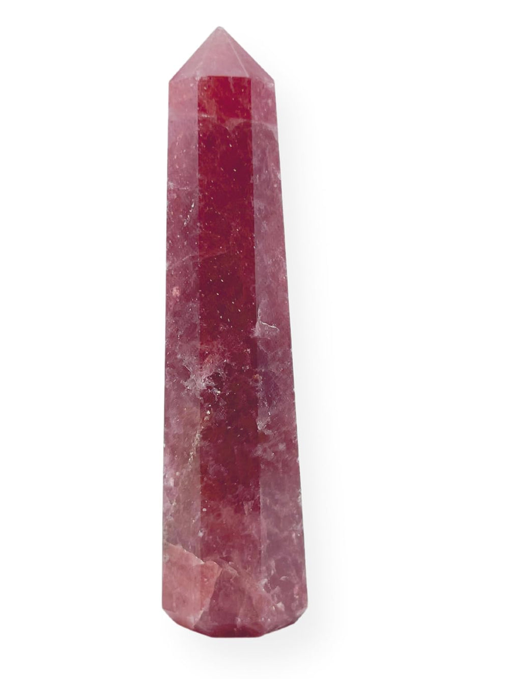 WholesaleGemShop Strawberry Quartz Obelisk front view ideal for meditation and display