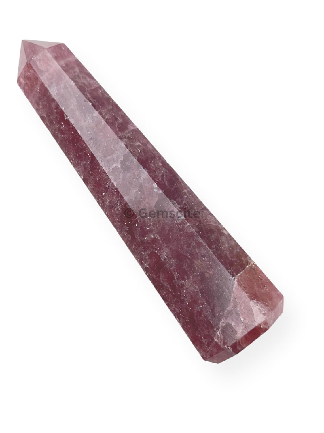 WholesaleGemShop Strawberry Quartz Obelisk natural texture detail perfect for gifting
