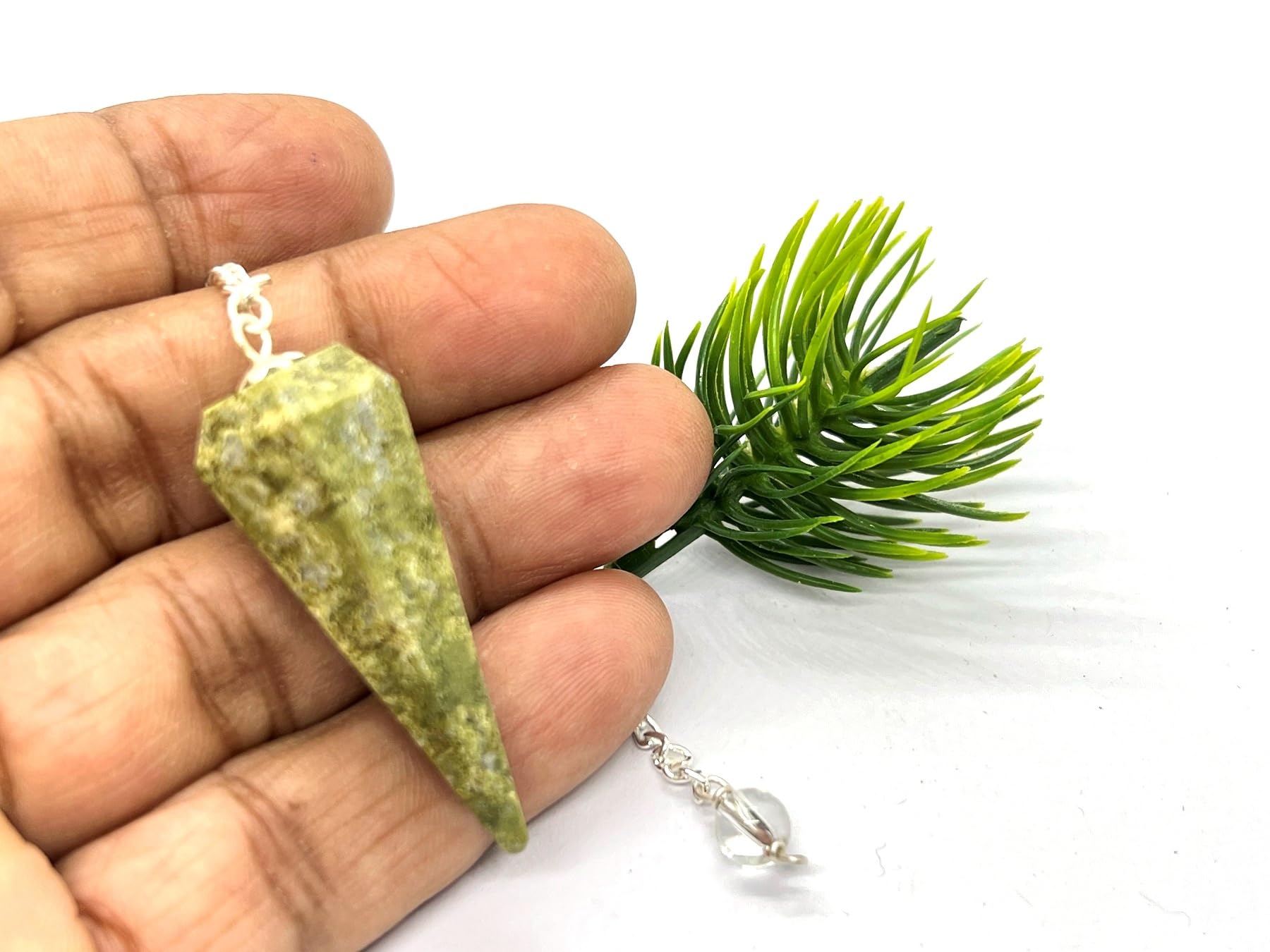 Facet-rich Vesuvianite pendulum close-up from Wholesale Gem Shop