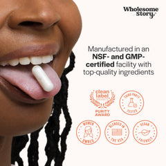 Wholesome Story 30-serving bottle emphasizes vegan, non-GMO formulation for purity.