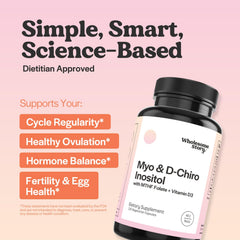 Wholesome Story D-Chiro Inositol capsules bottle for ovarian health.