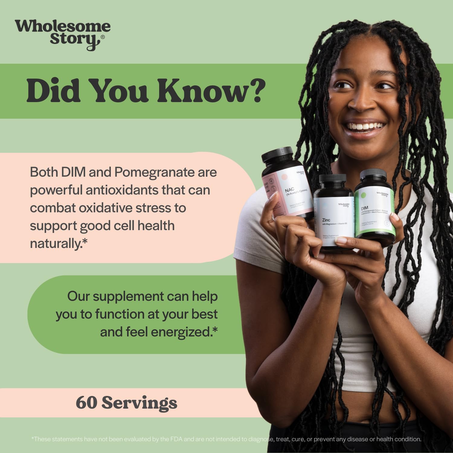 Wholesome Story DIM Women pomegranate-blend emphasizes antioxidant power.