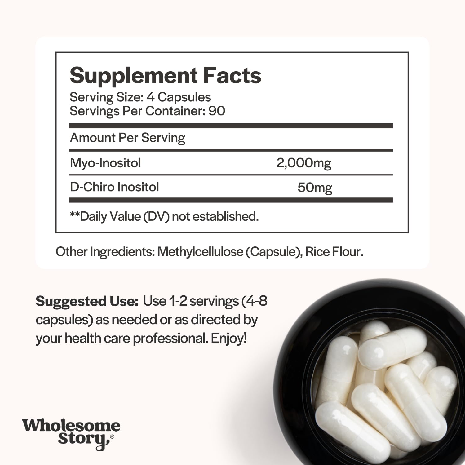 Wholesome Story vegan capsules packaging communicates vegan, non-GMO quality.