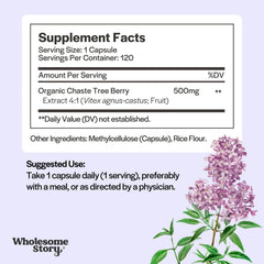 Wholesome Story Vitex capsules pack with a 120-day supply