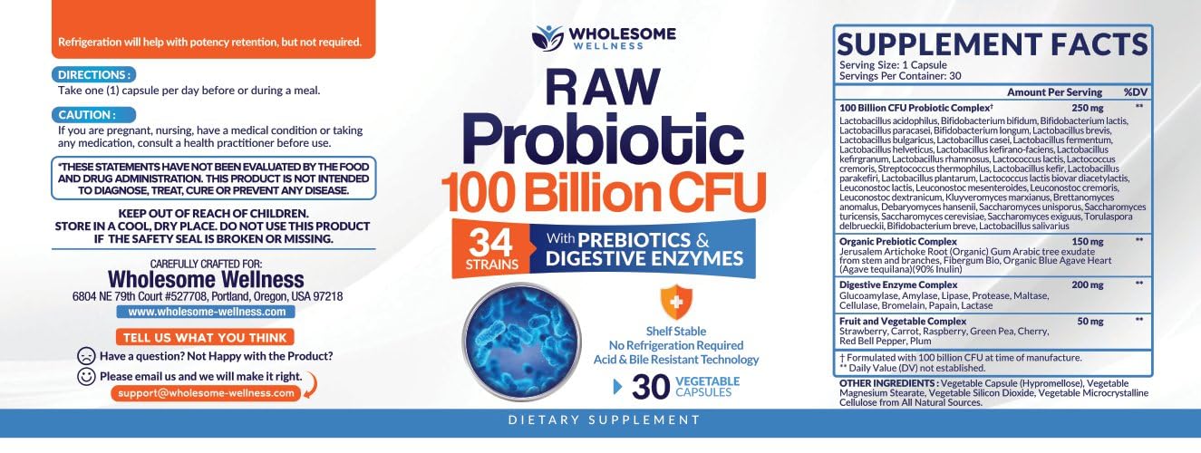 Wholesome Wellness doctor-formulated probiotic capsules for adults