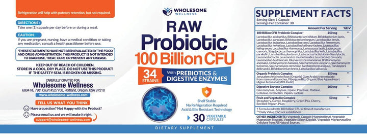 Wholesome Wellness doctor-formulated probiotic capsules for adults