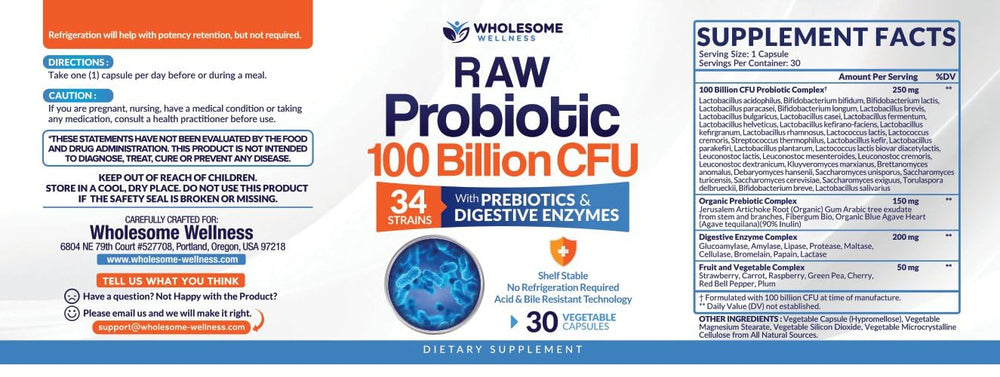 Wholesome Wellness doctor-formulated probiotic capsules for adults