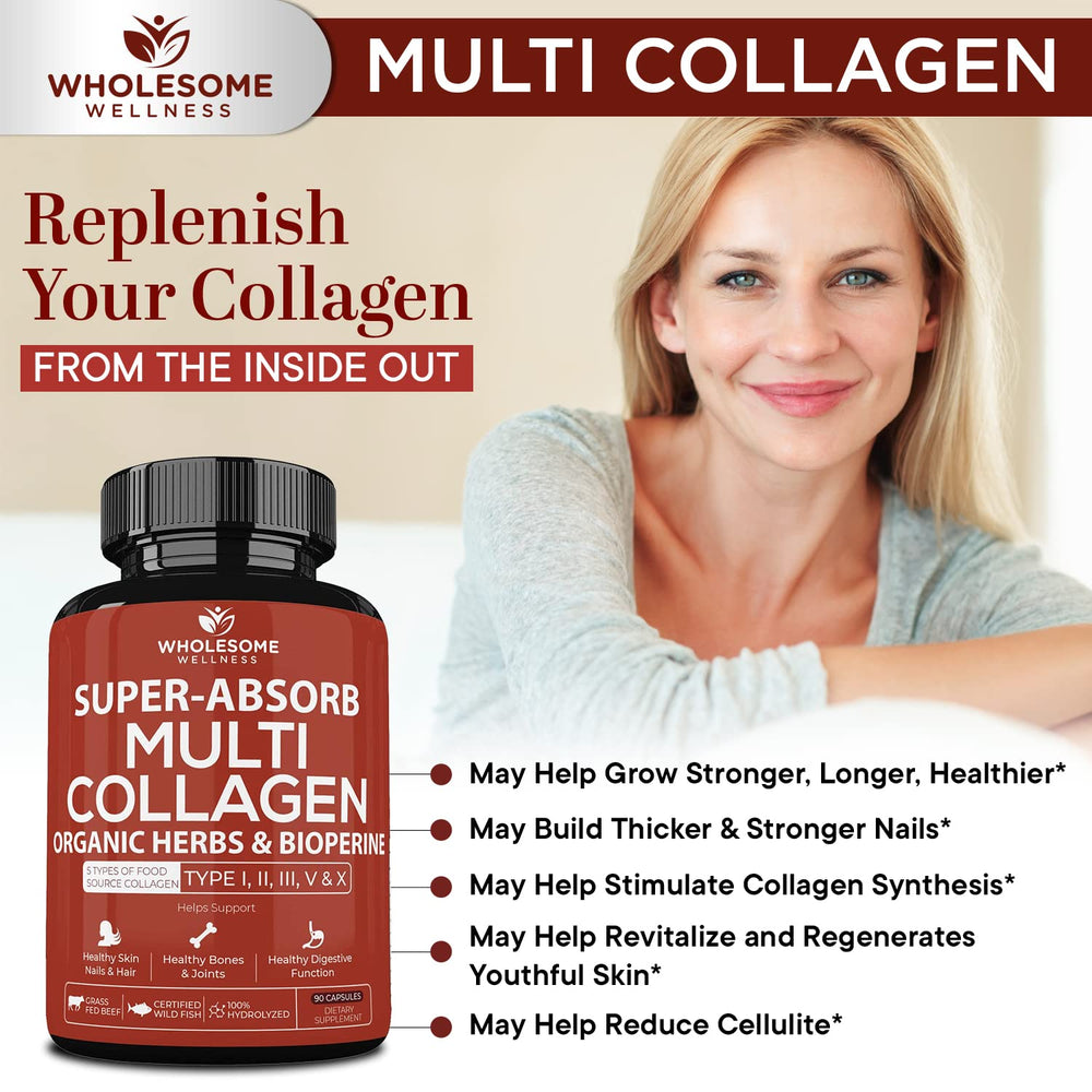 Wholesome Wellness five types collagen detail showing types I to X
