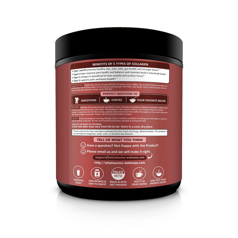 Wholesome Wellness grass-fed beef collagen source for versatile recipes.