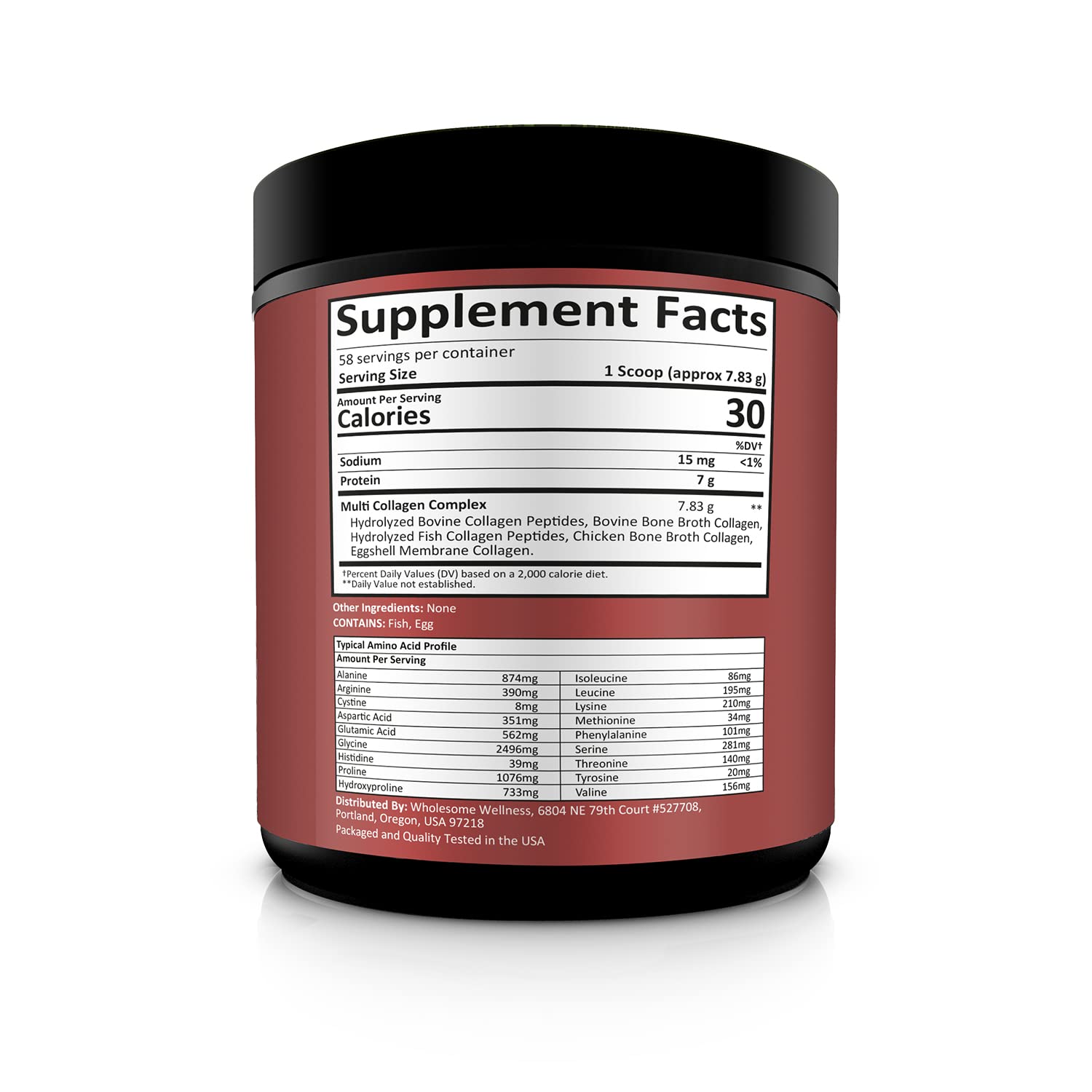 Wholesome Wellness hydrolyzed collagen scoop for quick, smooth mixing.