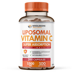 Wholesome Wellness Liposomal Vitamin C bottle-front view showing 100-day supply