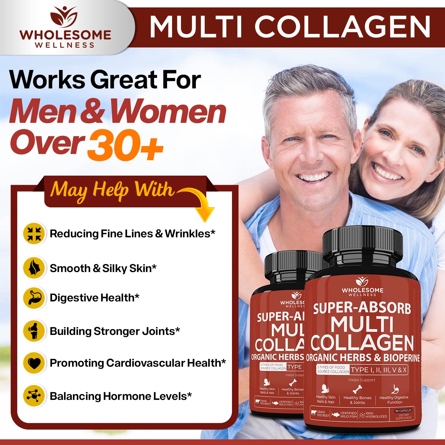 Wholesome Wellness organic herbs closeup emphasizing absorption-enhancing blend