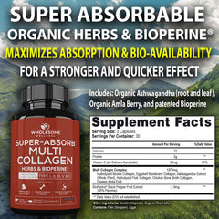 Wholesome Wellness capsules in hand for easy daily support for hair, skin, nails