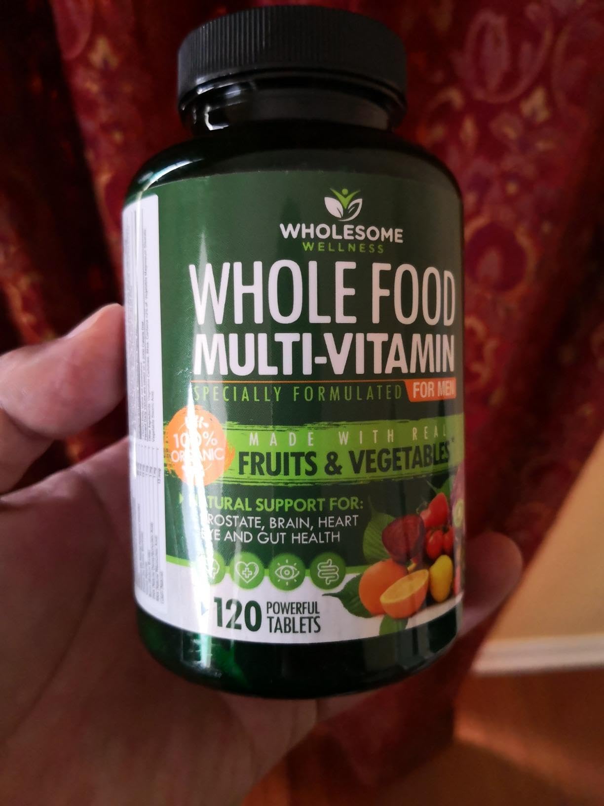 Wholesome Wellness label detail highlighting Acerola C and vegan D3
