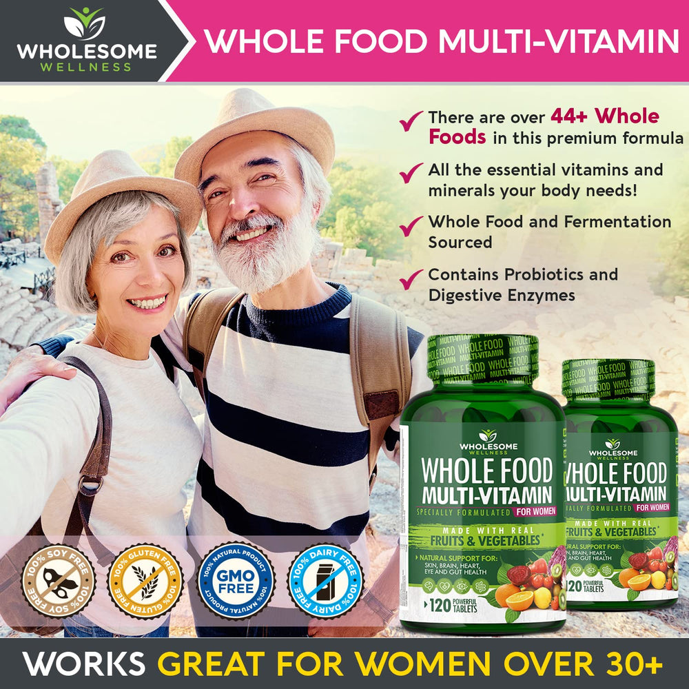 Wholesome Wellness ingredients graphic highlights 50+ whole-food components.