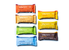 Why Bars gluten-free non-GMO organic shot highlighting simple ingredients