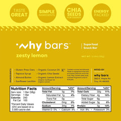 Why Bars Zesty Lemon bar close-up, citrus aroma and chewy texture for quick energy.
