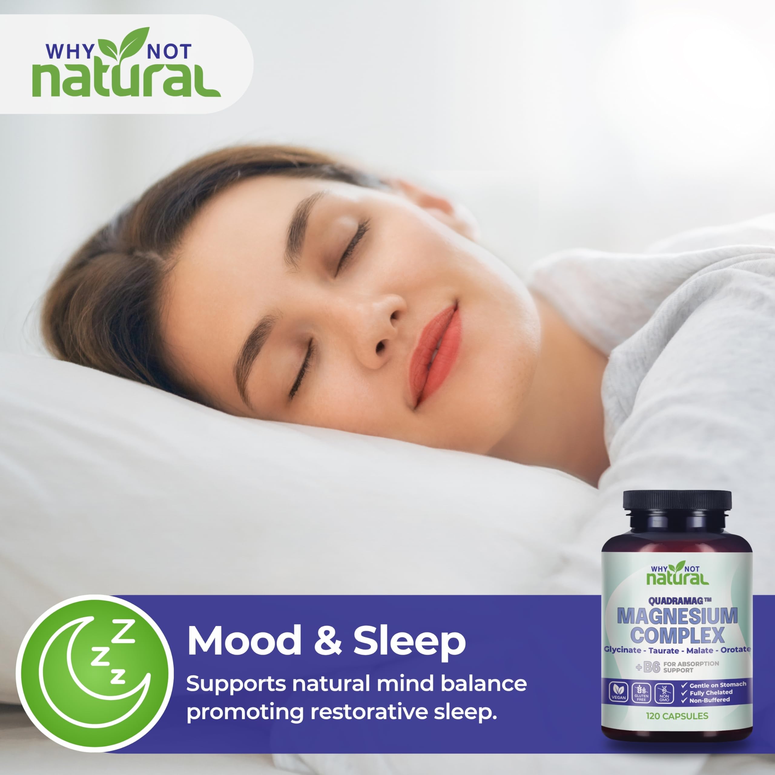 Why Not Natural 4-in-1 Magnesium label detail shows elemental magnesium per serving.