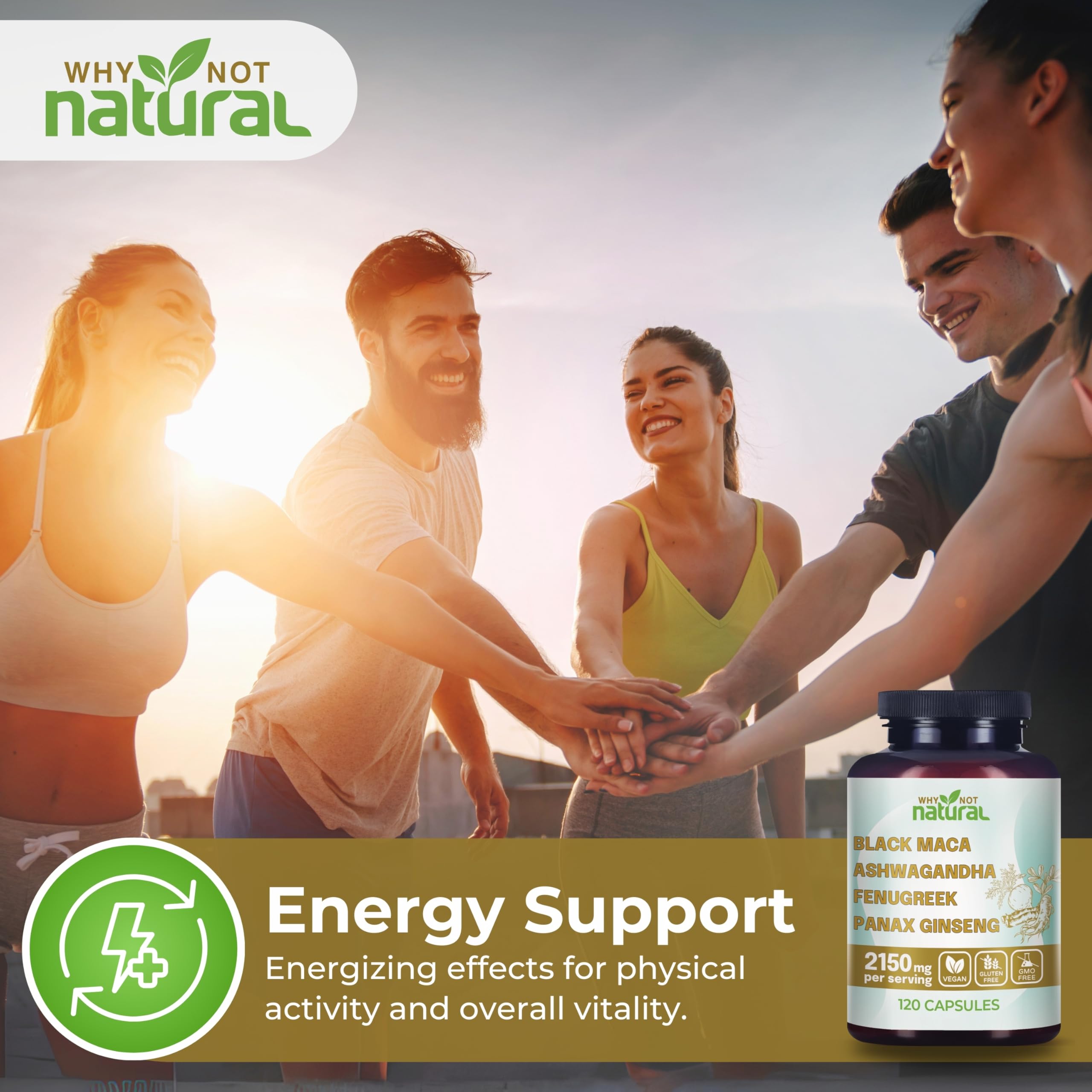 Why Not Natural ashwagandha root powder close-up for calm focus.