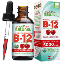 Why Not Natural B12 Liquid bottle pour for easy sublingual use.