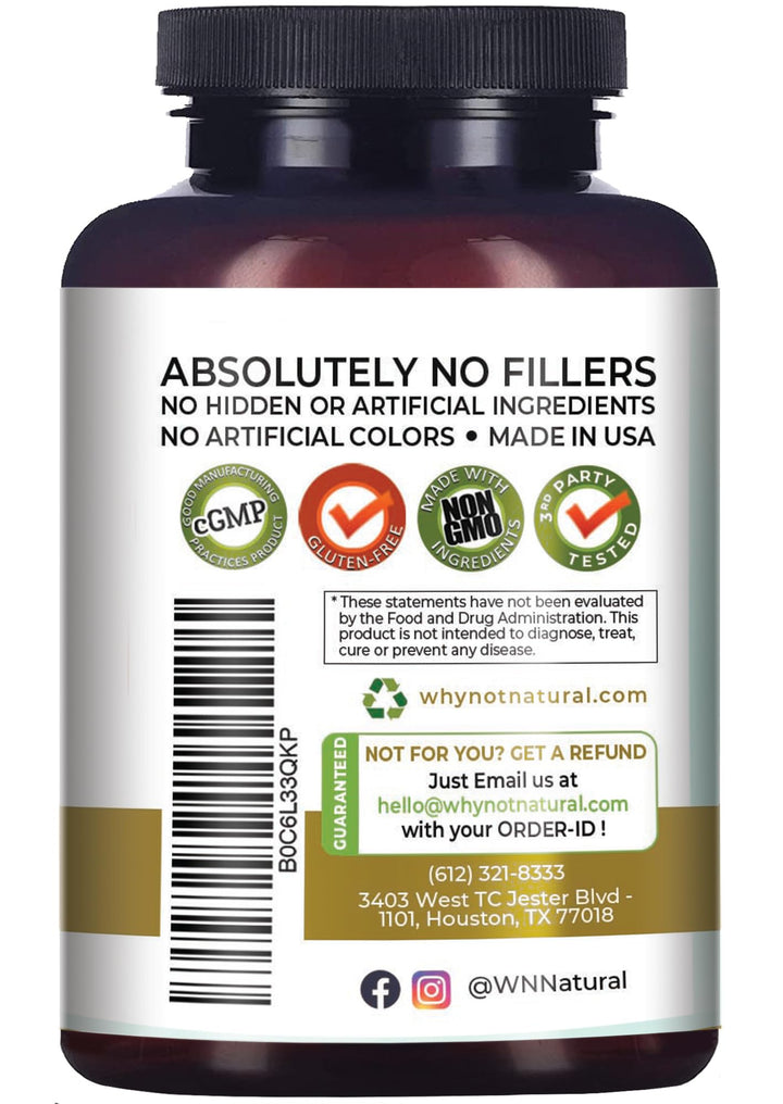 Why Not Natural daily-use capsules with measuring scoop ready for routine.
