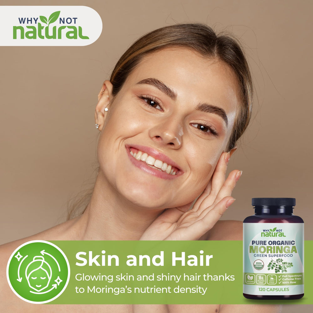 Why Not Natural Moringa leaves show premium green color and traditional heritage.