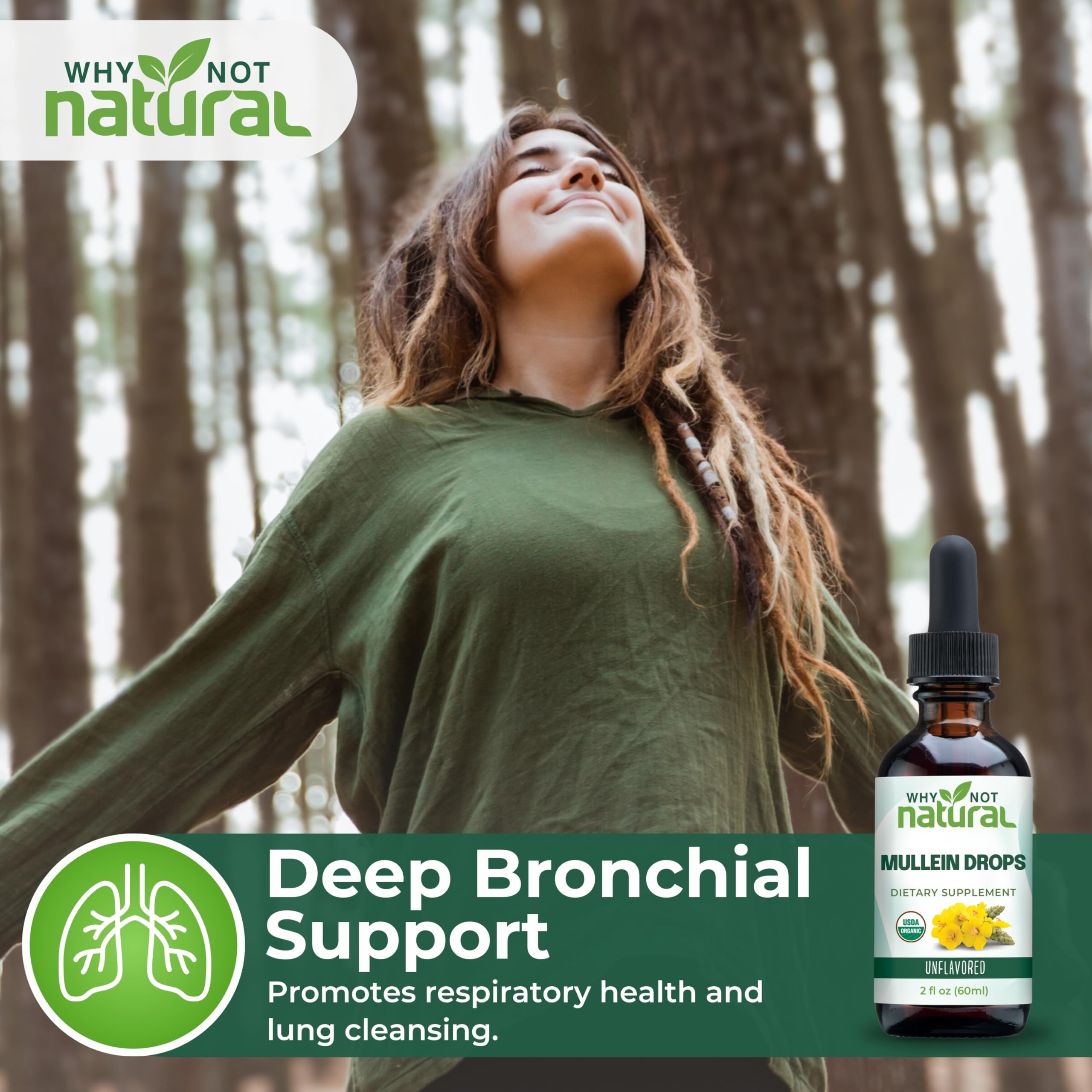 Why Not Natural Mullein Drops tincture application demonstrates easy usage.