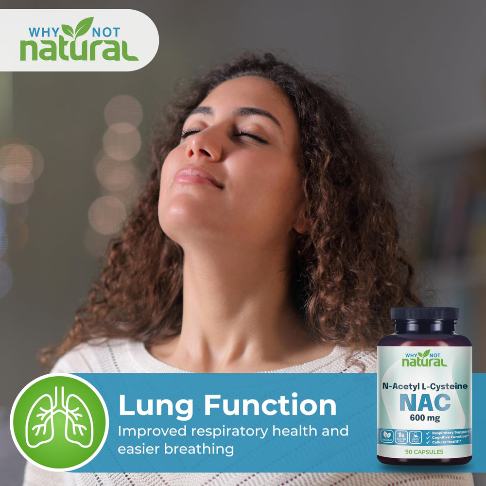 Why Not Natural NAC 600 mg third-party tested seal indicating purity.