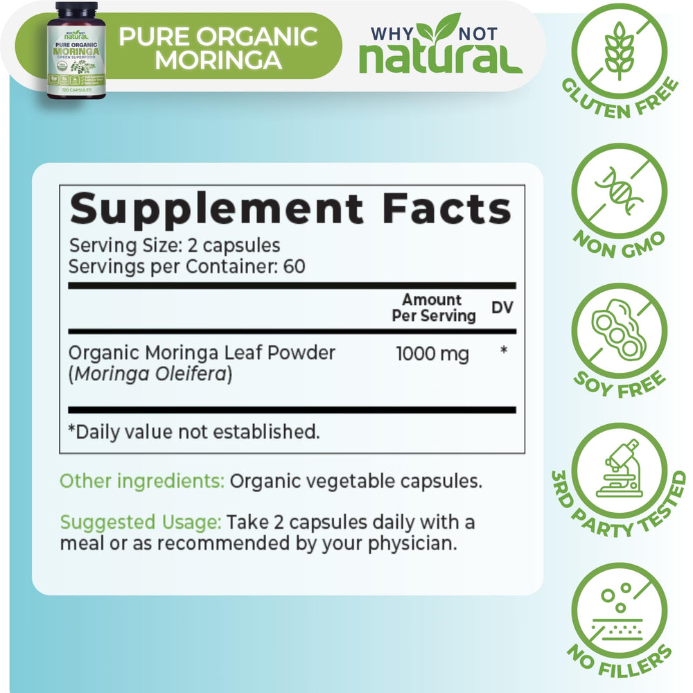 Why Not Natural packaging displays USDA organic seal, conveying trusted non-GMO credentials.