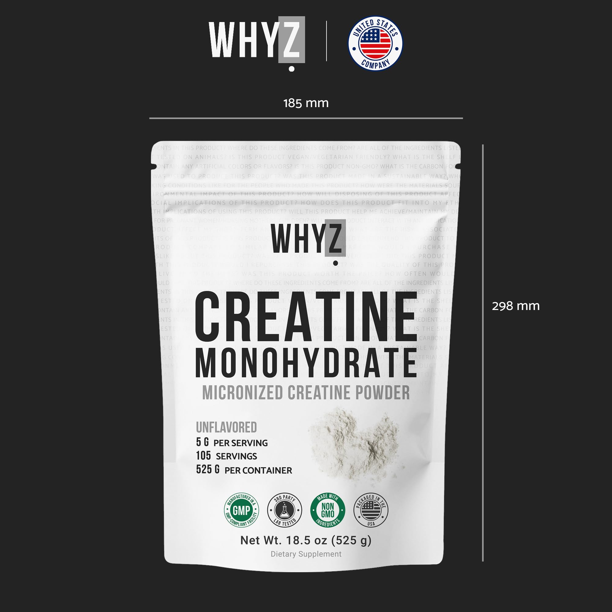 WHYZ Creatine powder in shaker ready for workouts and recovery.