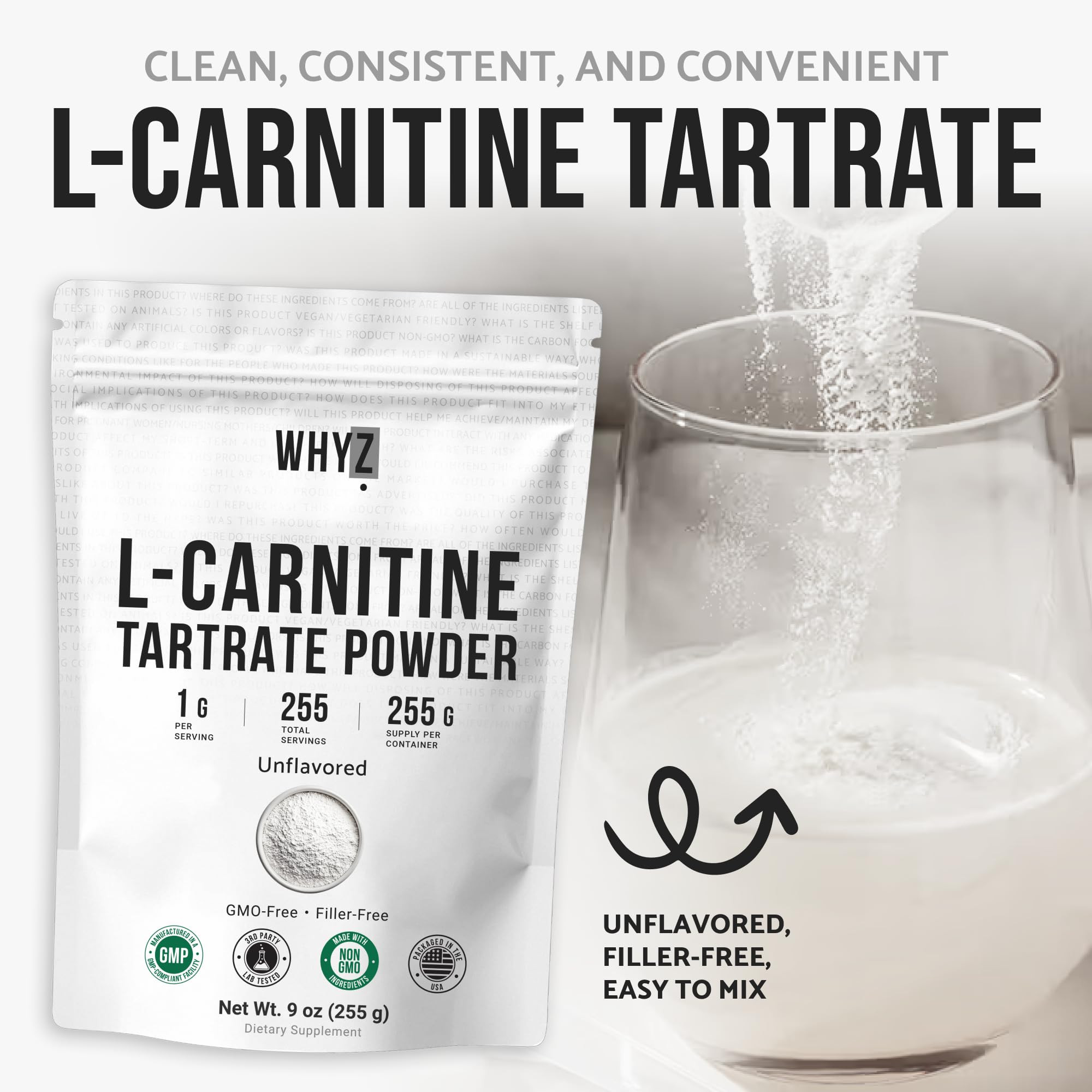 WHYZ L-Carnitine Tartrate bulk supply packaging supports steady use.
